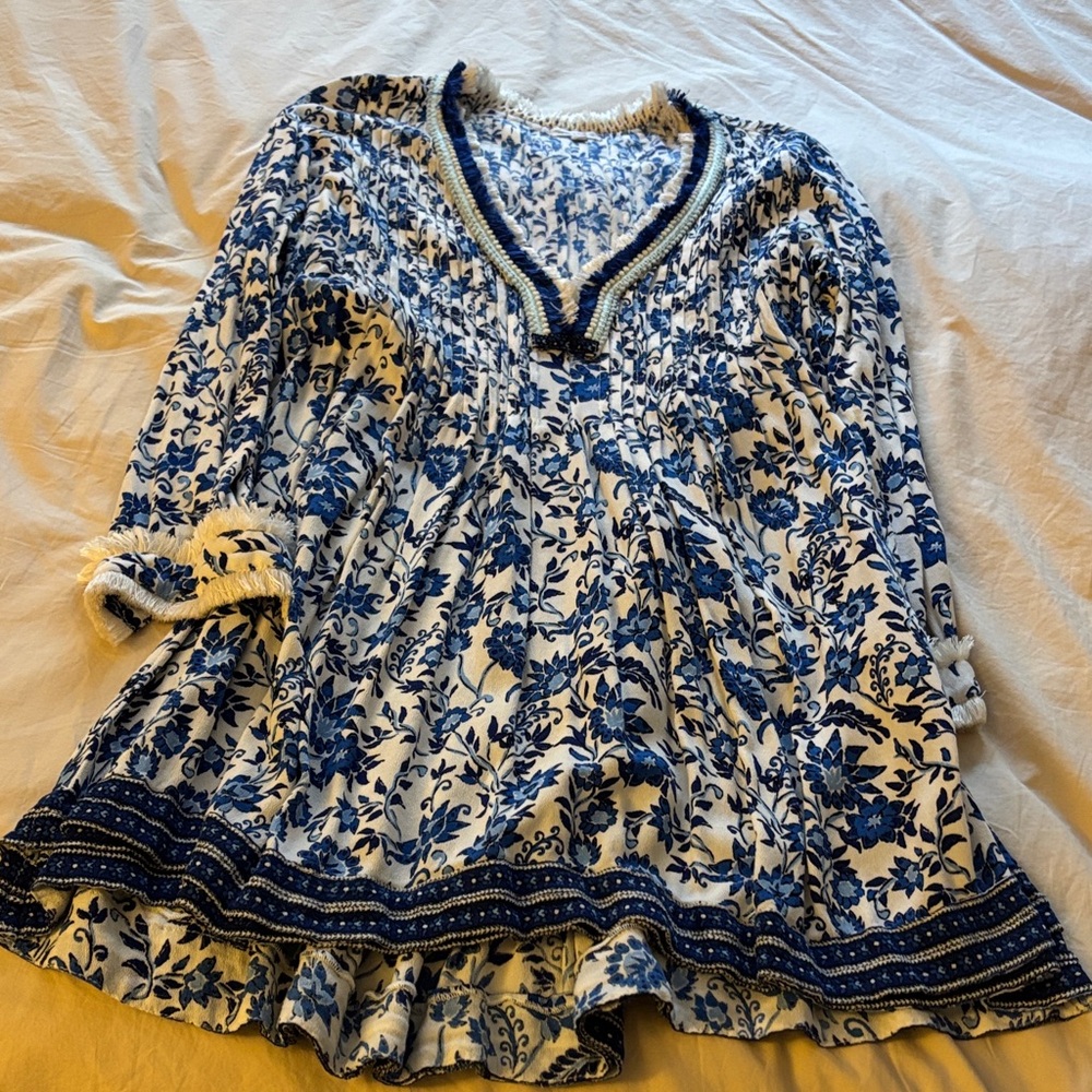Poulette St Barth Women's Blue Floral Dress